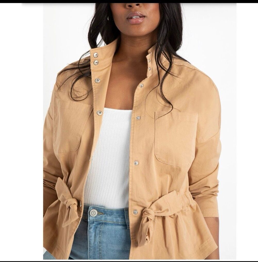 Eloquii cinched wait jacket utility style jacket cotton